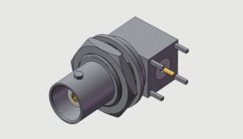 Commerciële kwaliteit haakse (RA) BNC female (Jack, Socket) bulkhead coaxiale female connector tot 4 GHz voor 4-poots doorlopende gat soldering
