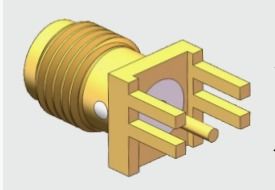 50 Ohm Vergulde Rechte SMA Vrouwelijke 4-Poot Door-Gat Soldeer Connector met een frequentie tot 18 GHz