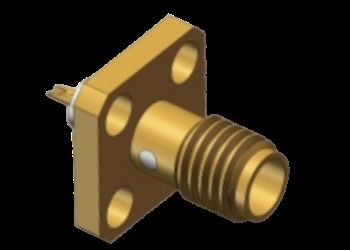 Rechte SSMA Female RF Coaxiale Connector 4-gats Flensbevestiging Microstrip met Soldeerkraag