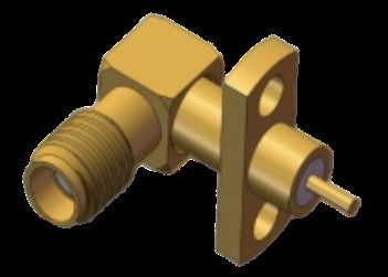 Haakse SSMA Jack / Female RF Coaxiale Connector 2 Gats Flensbevestiging met Schroef 10-36UNS-2