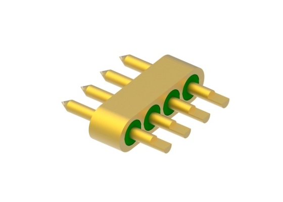 4-Pins Afgeschuinde Glazen Metaal Hermetische Afdichting Header Met Gouddraad Bindingsoppervlak MC-2061T-JH