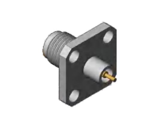 2.92mm RF Connector K Type Jack Four Holes 12.7mm 0.5 inch Square Flange Grootte en Pin Diameter 1.3mm, 0.8mm, 0.7mm
