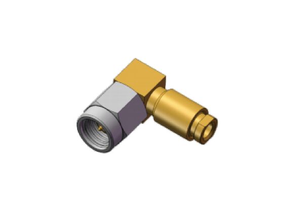 50Ω 18GHz Mini SMA Male Rechtse Hoek SSMA RF Coaxiale Connector met Vergulde Geleiders