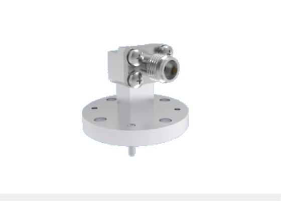 WR22 BJ400 haakse golfgeleider naar 2,4 mm coaxiale adapter 4 gaten ronde flensmontage 23,9 GHz-50,1 GHz Ka-band ruimtevaart golfgeleidercomponenten
